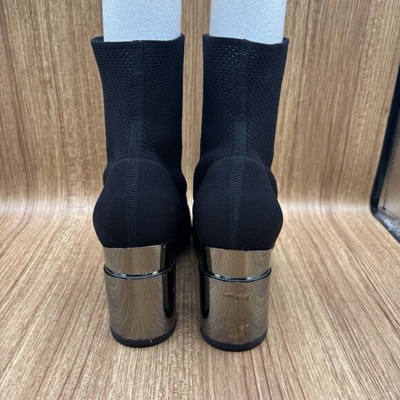 Robert Clergerie Keane Black Stretch Sock Booties EU 40/9.5 Mirrored Heel - Picture 4 of 12